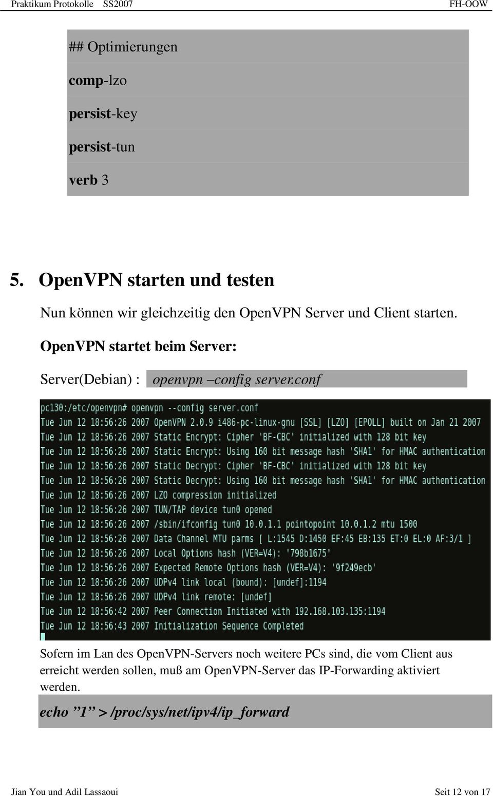 OpenVPN startet beim Server: Server(Debian) : openvpn config server.