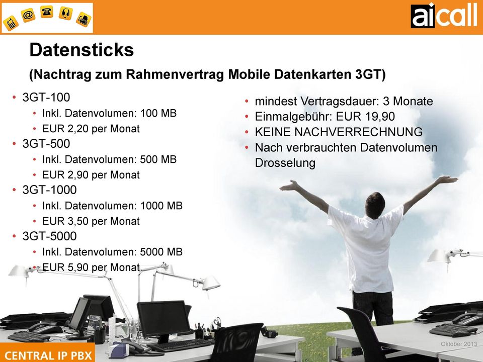 Datenvolumen: 500 MB EUR 2,90 per Monat 3GT-1000 Inkl.