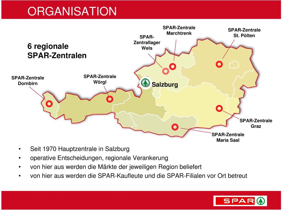 Salzburg operative Entscheidungen, regionale Verankerung von hier aus werden die Märkte der jeweiligen Region
