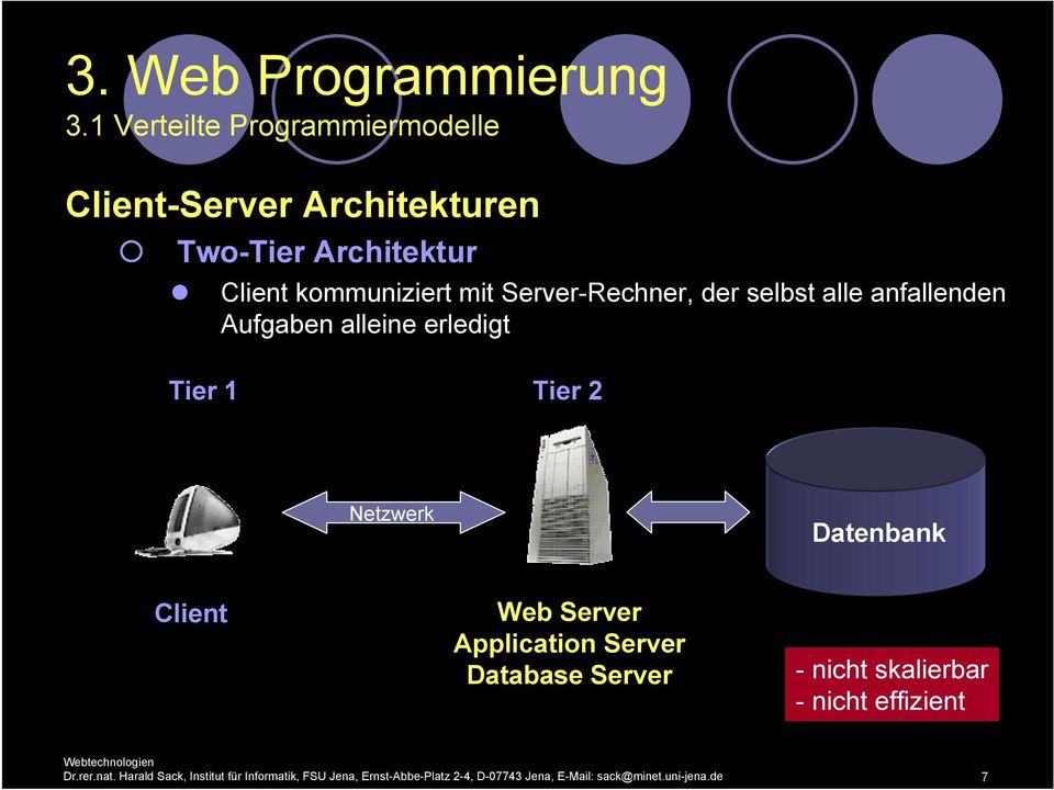 Client Web Server Application Server Database Server - nicht skalierbar - nicht effizient Dr.rer.nat.