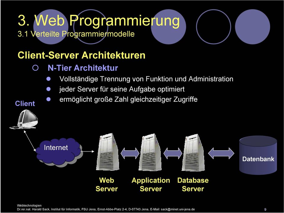 gleichzeitiger Zugriffe Internet Datenbank Web Server Application Server Database Server Dr.rer.nat.
