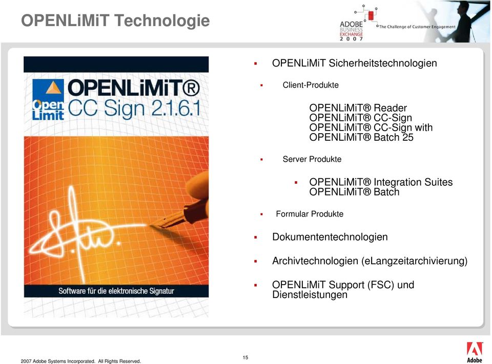 OPENLiMiT Integration Suites OPENLiMiT Batch Formular Produkte Dokumententechnologien