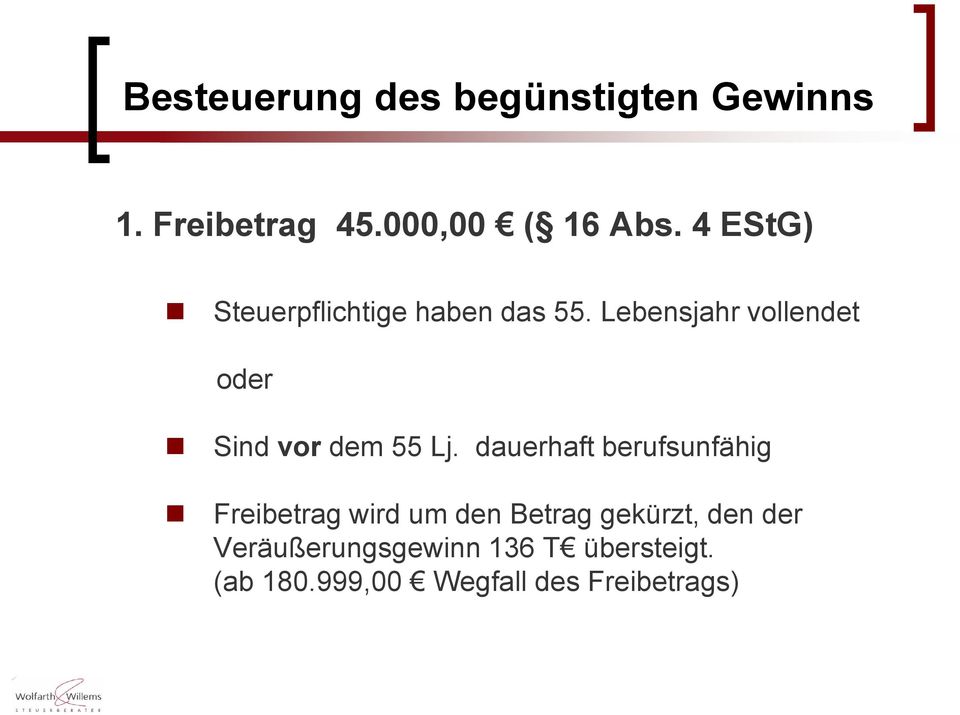 Lebensjahr vollendet oder Sind vor dem 55 Lj.