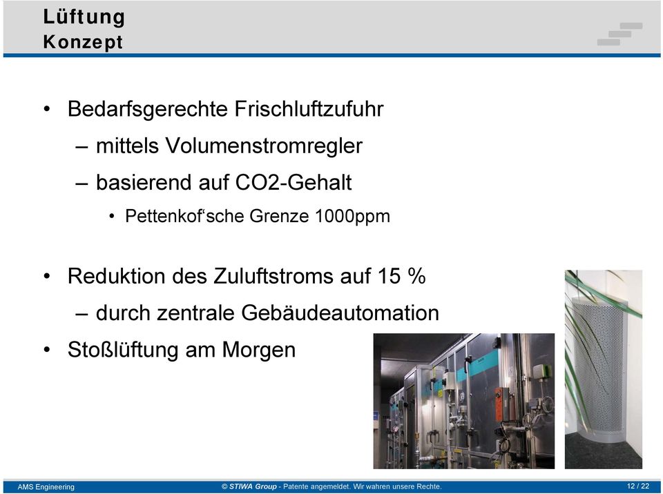 sche Grenze 1000ppm Reduktion des Zuluftstroms auf 15 %