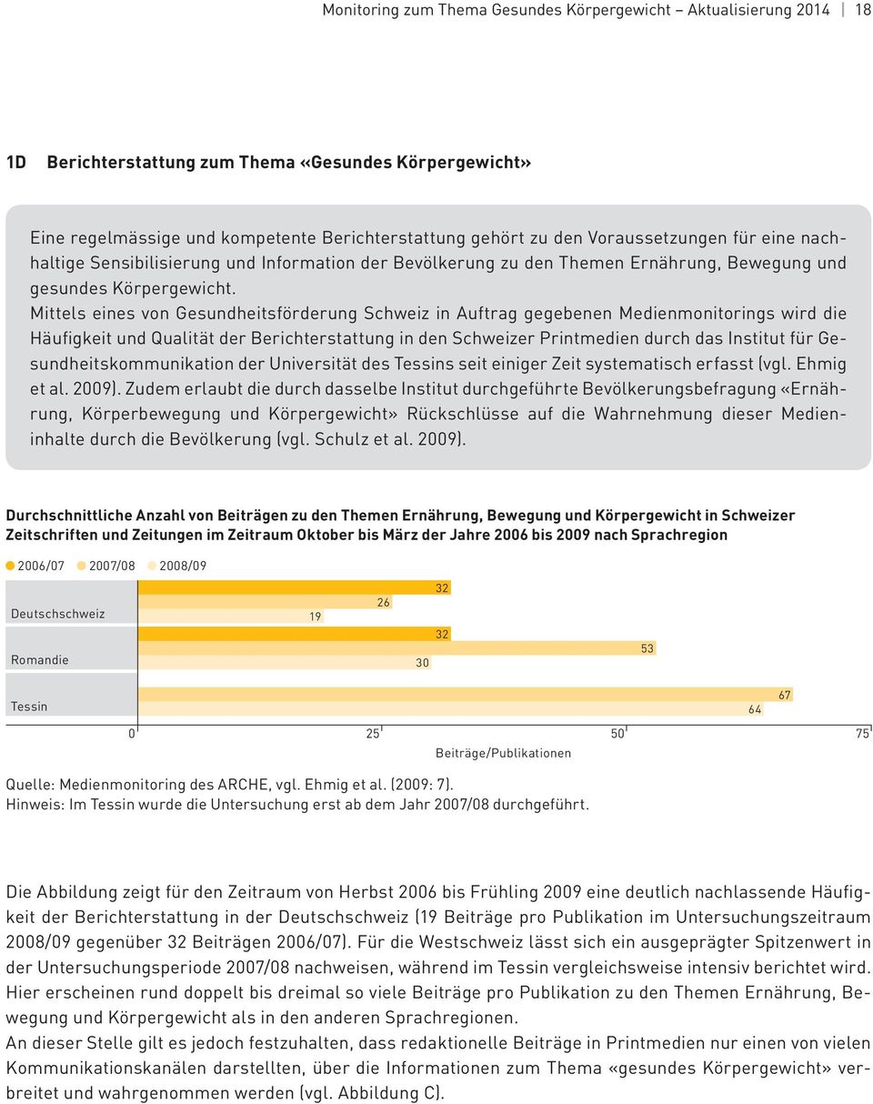 Mittels eines von Gesundheitsförderung Schweiz in Auftrag gegebenen Medienmonitorings wird die Häufigkeit und Qualität der Berichterstattung in den Schweizer Printmedien durch das Institut für