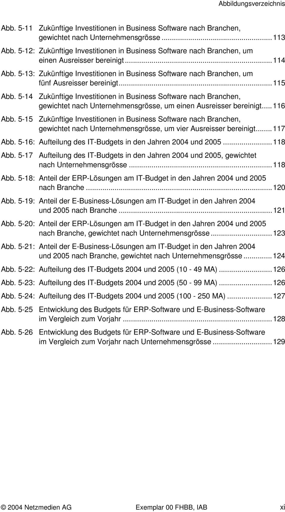 5-13: Zukünftige Investitionen in Business Software nach Branchen, um fünf Ausreisser bereinigt...115 Abb.