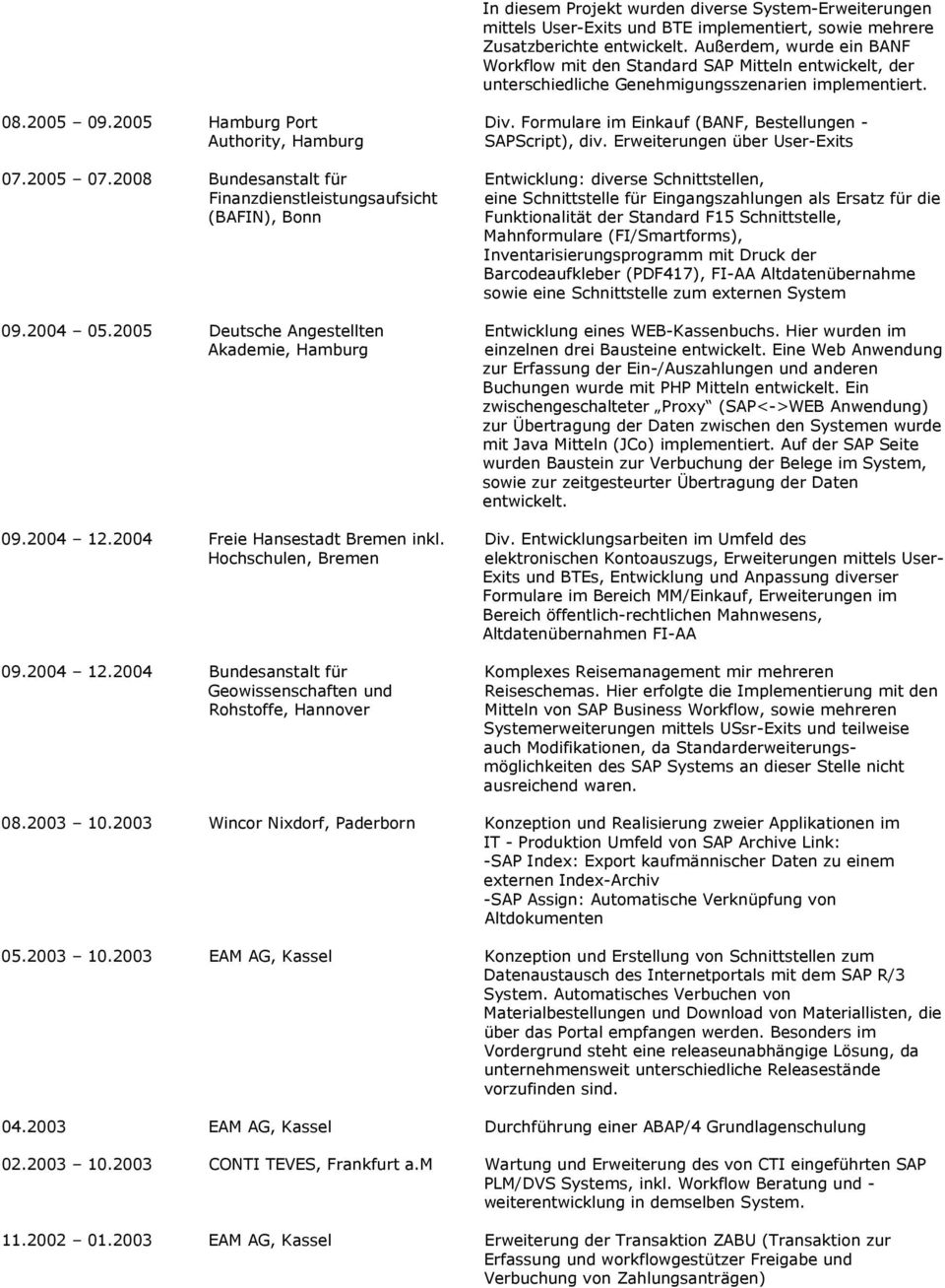 Formulare im Einkauf (BANF, Bestellungen - Authority, Hamburg SAPScript), div. Erweiterungen über User-Exits 07.2005 07.
