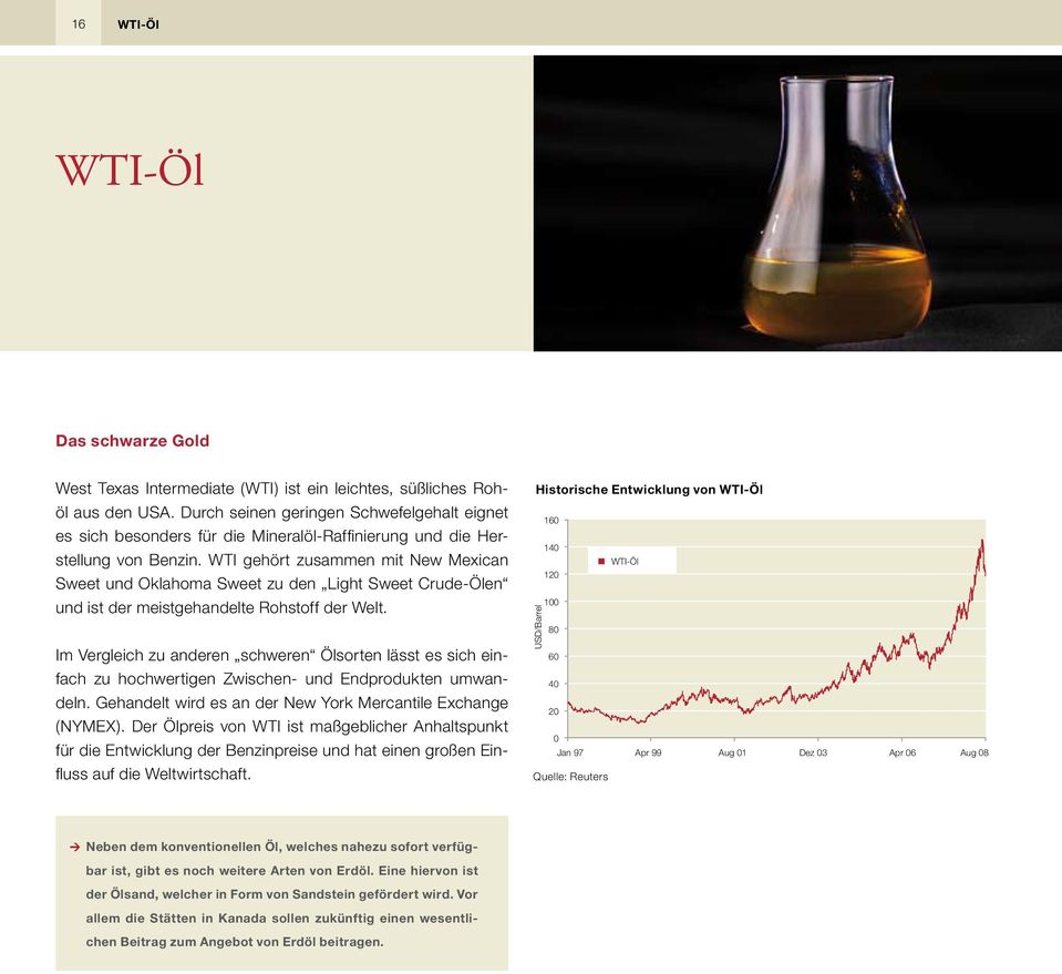 WTI gehört zusammen mit New Mexican Sweet und Oklahoma Sweet zu den Light Sweet Crude-Ölen und ist der meistgehandelte Rohstoff der Welt.
