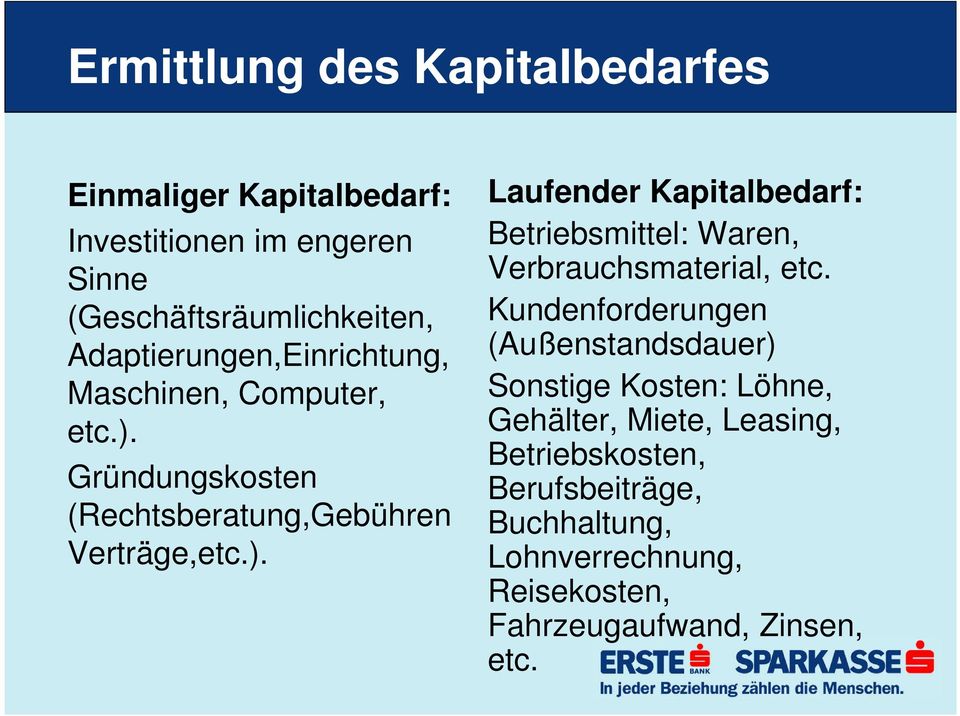 Gründungskosten (Rechtsberatung,Gebühren Verträge,etc.).