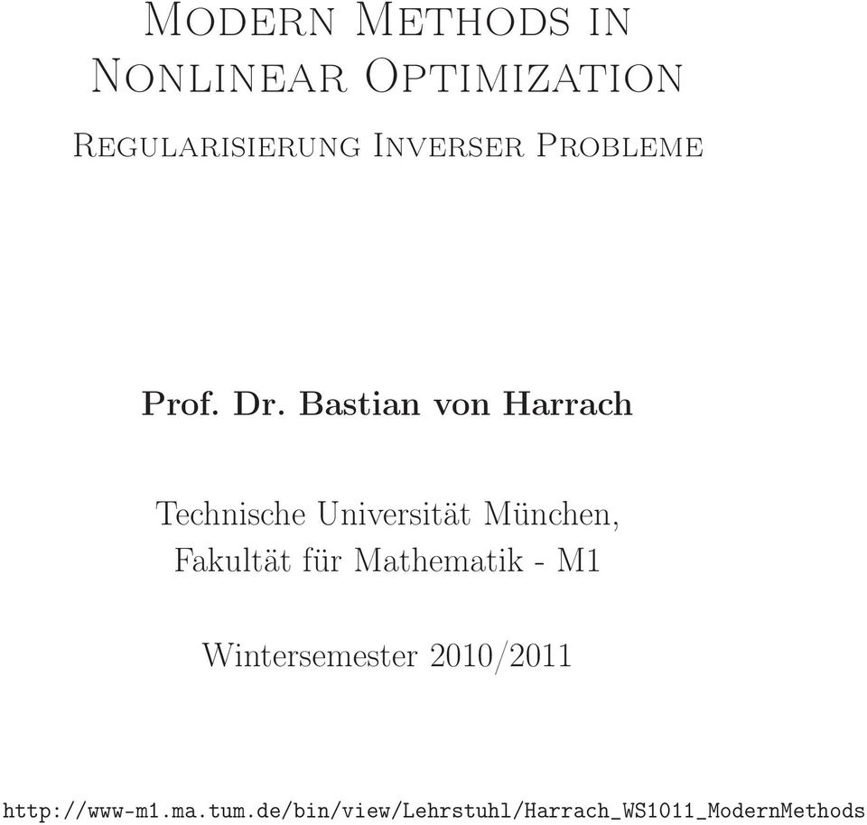 Bastian von Harrach Technische Universität München, Fakultät für