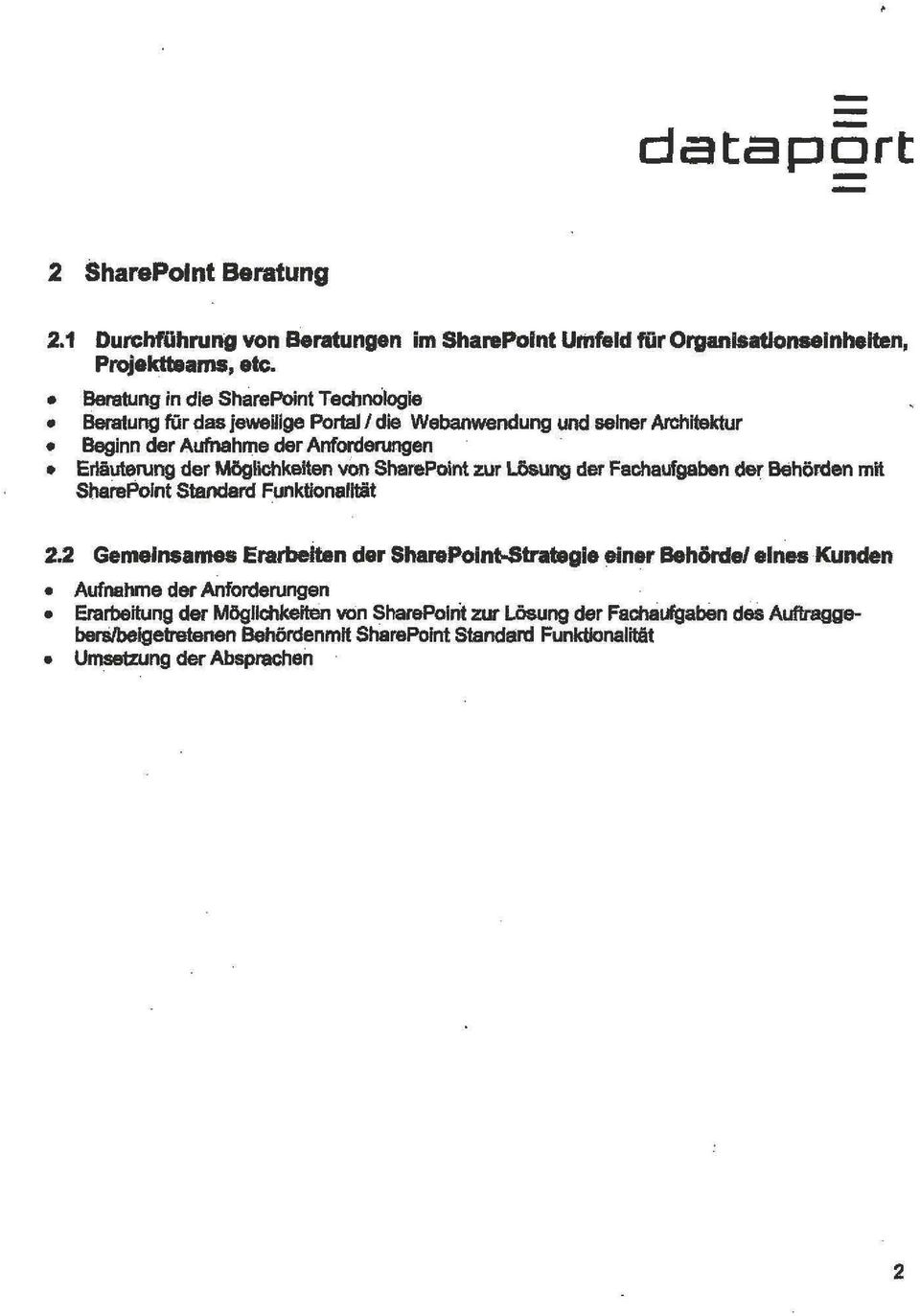 Möglichkeiten v0n SharePoint zur Lö&ung der Fachaufgaben der Behörden mit SharePoint Standard FunktionalHät 2.