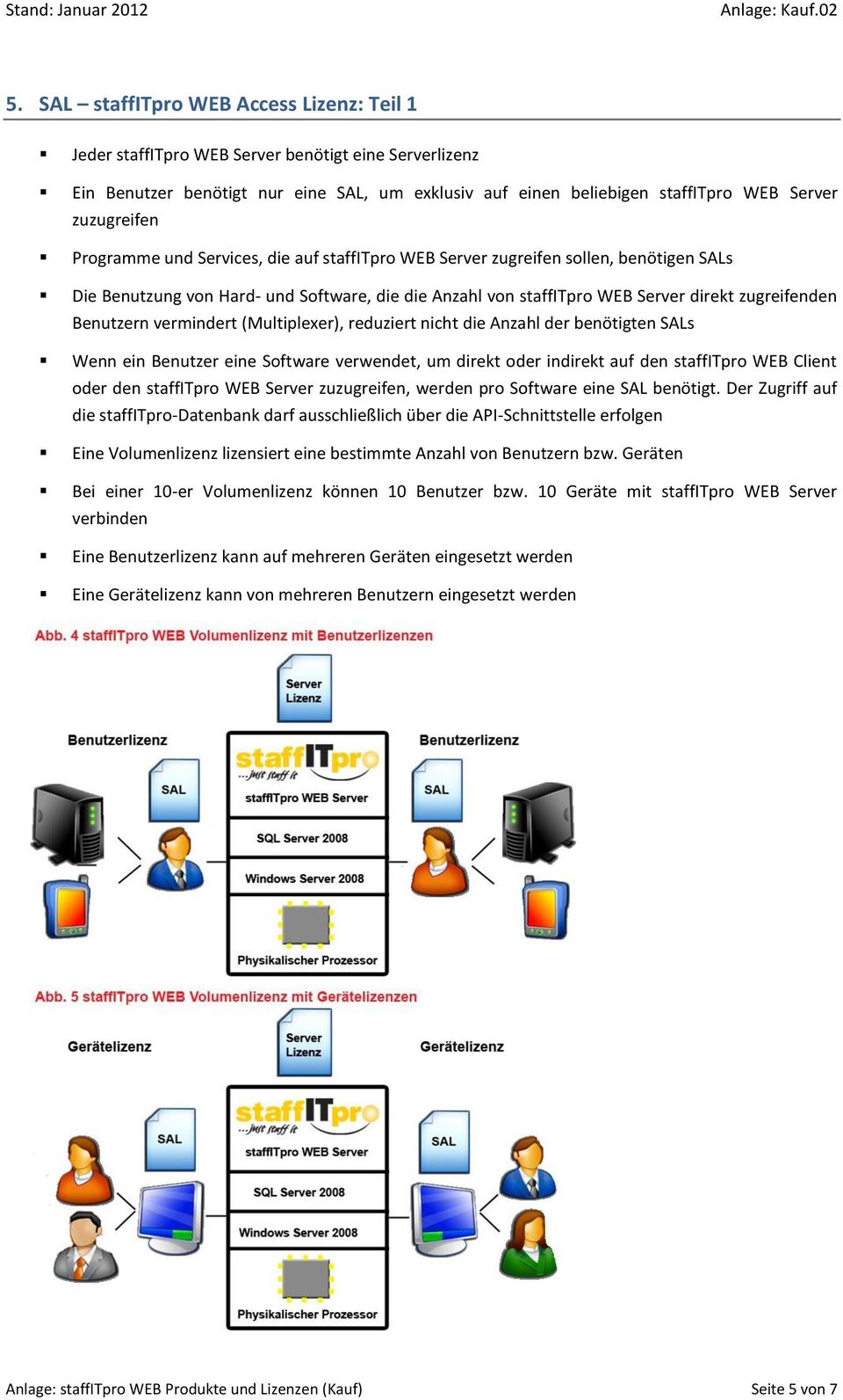 Benutzern vermindert (Multiplexer), reduziert nicht die Anzahl der benötigten SALs Wenn ein Benutzer eine Software verwendet, um direkt oder indirekt auf den staffitpro WEB Client oder den staffitpro