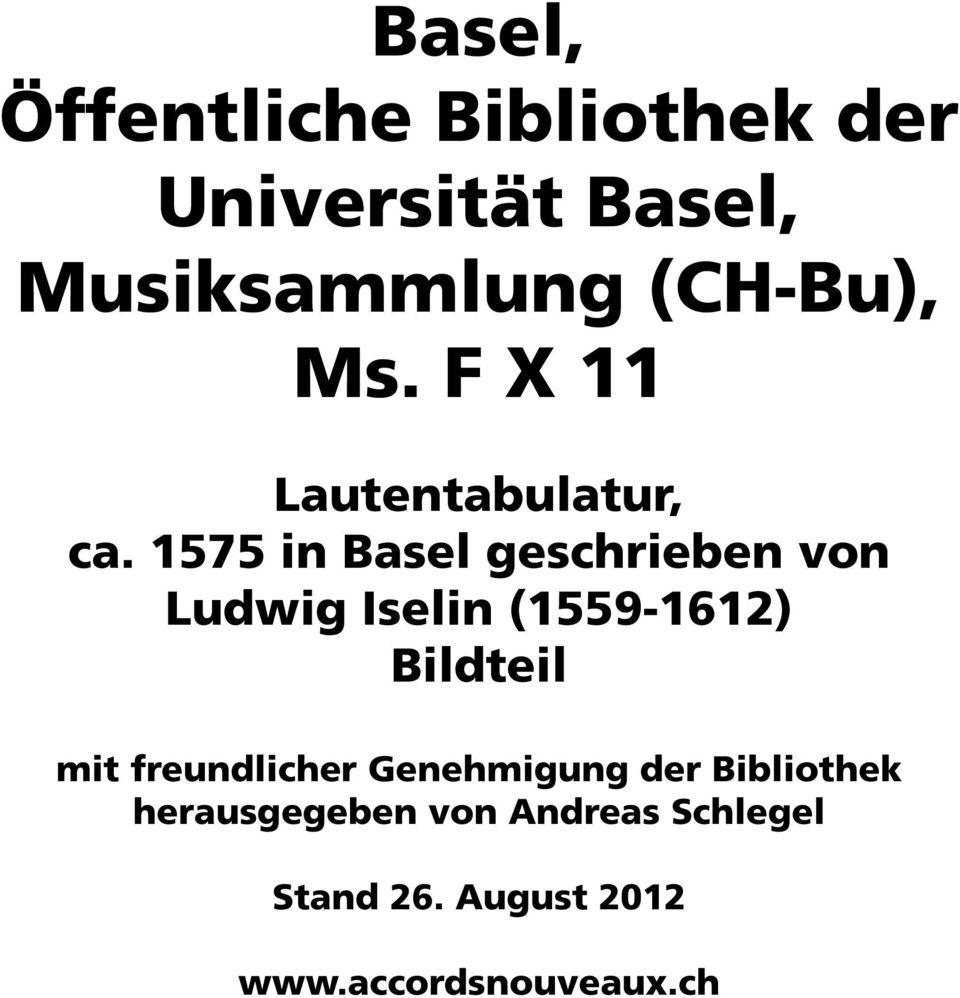 1575 in Basel geschrieben von Ludwig Iselin (1559-1612) Bildteil mit