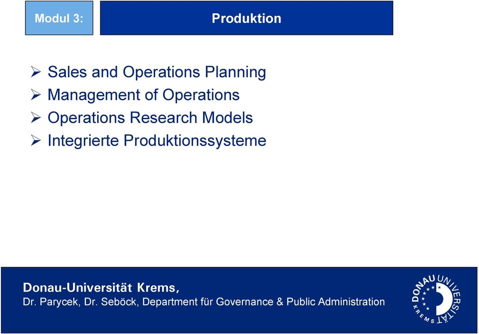 of Operations Operations