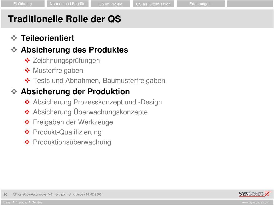 Absicherung Prozesskonzept und -Design Absicherung Überwachungskonzepte Freigaben der