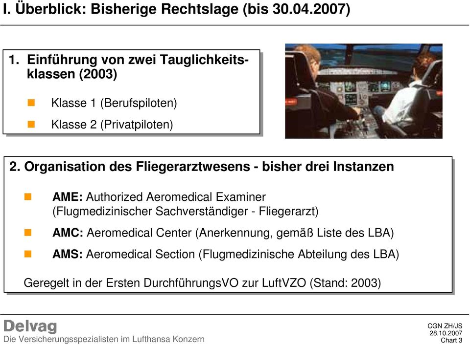 Organisation des Fliegerarztwesens - bisher drei Instanzen AME: Authorized Aeromedical Examiner (Flugmedizinischer