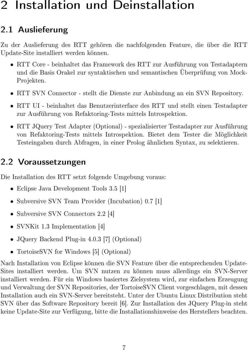 RTT SVN Connector - stellt die Dienste zur Anbindung an ein SVN Repository.