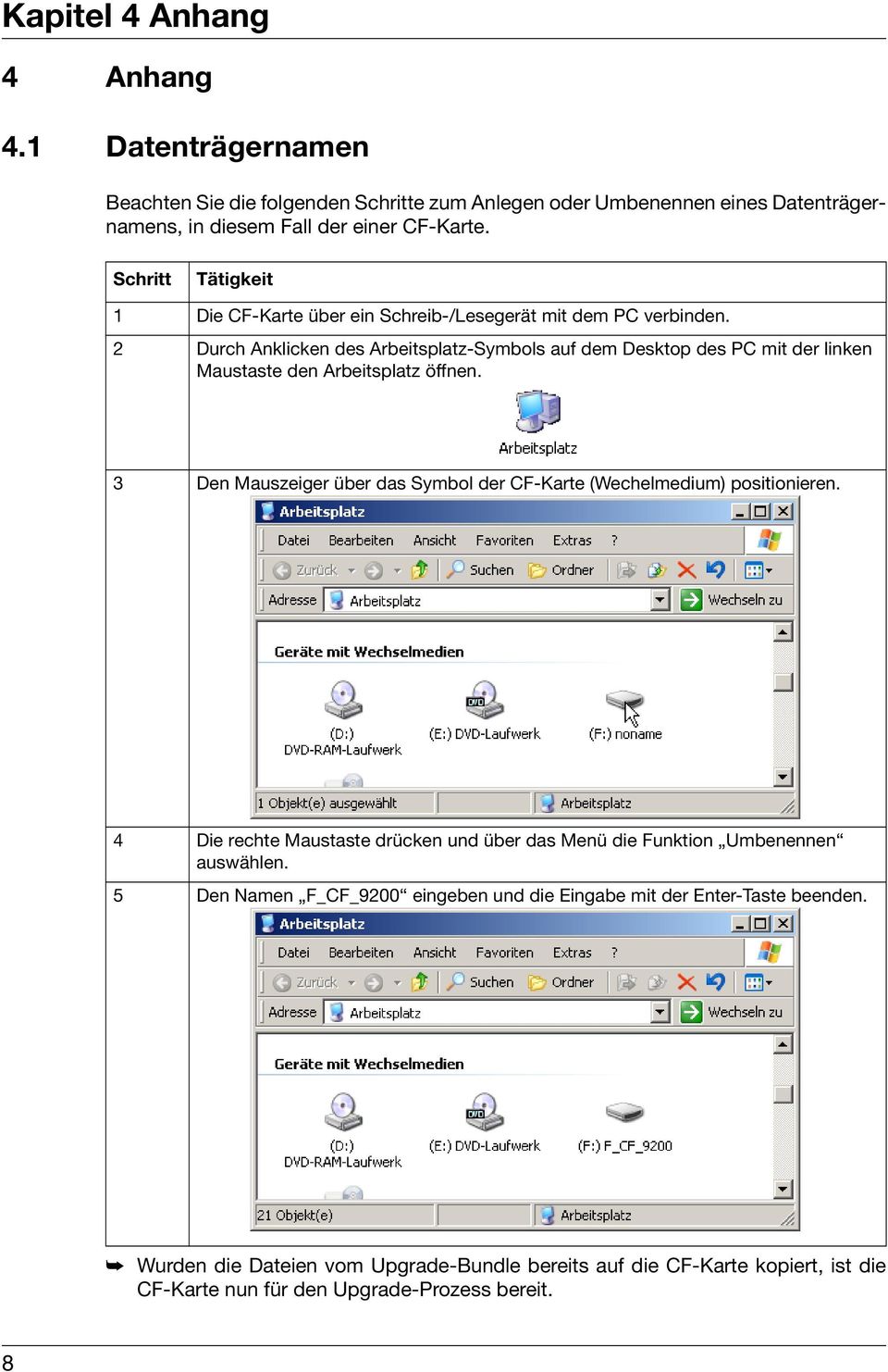 2 Durch Anklicken des Arbeitsplatz-Symbols auf dem Desktop des PC mit der linken Maustaste den Arbeitsplatz öffnen.