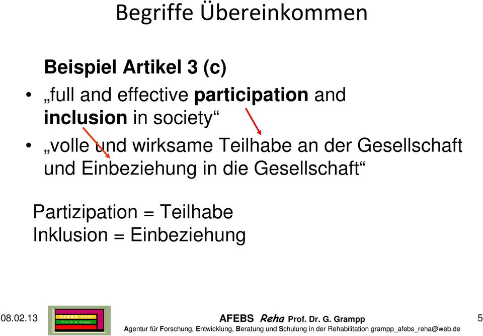 wirksame Teilhabe an der Gesellschaft und Einbeziehung in