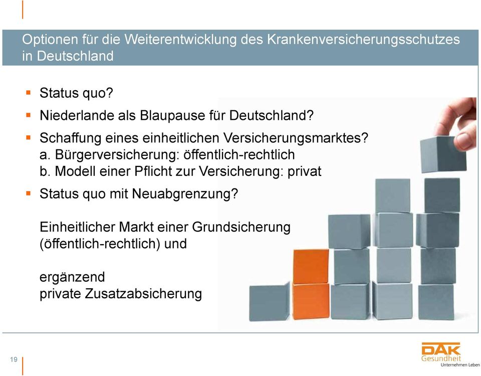 Modell einer Pflicht zur Versicherung: privat Status quo mit Neuabgrenzung?