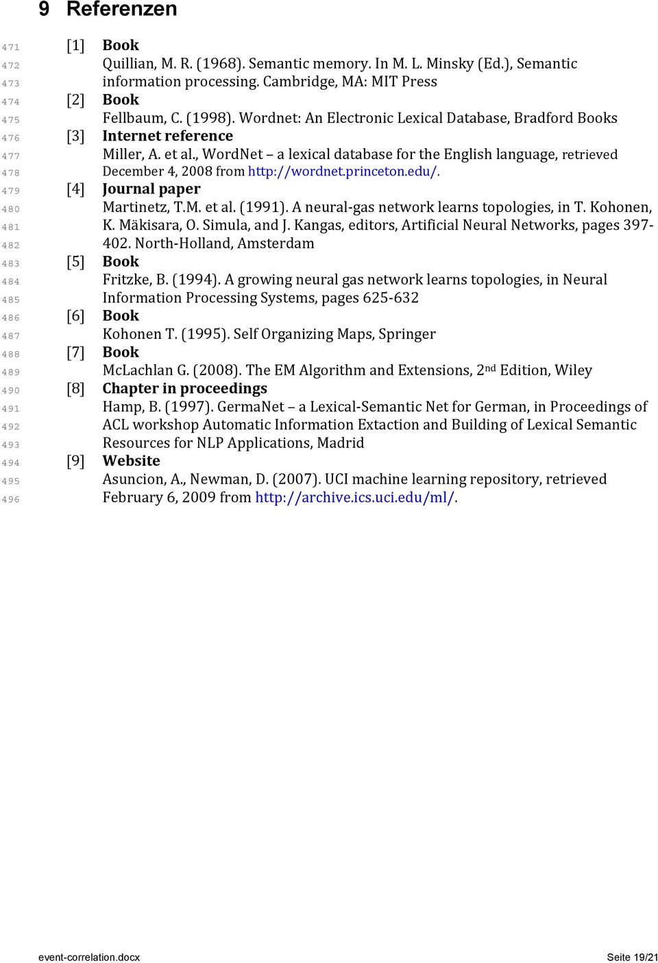 , WordNet a lexical database for the English language, retrieved December 4, 2008 from http://wordnet.princeton.edu/. [4] Journal paper Martinetz, T.M. et al. (1991).