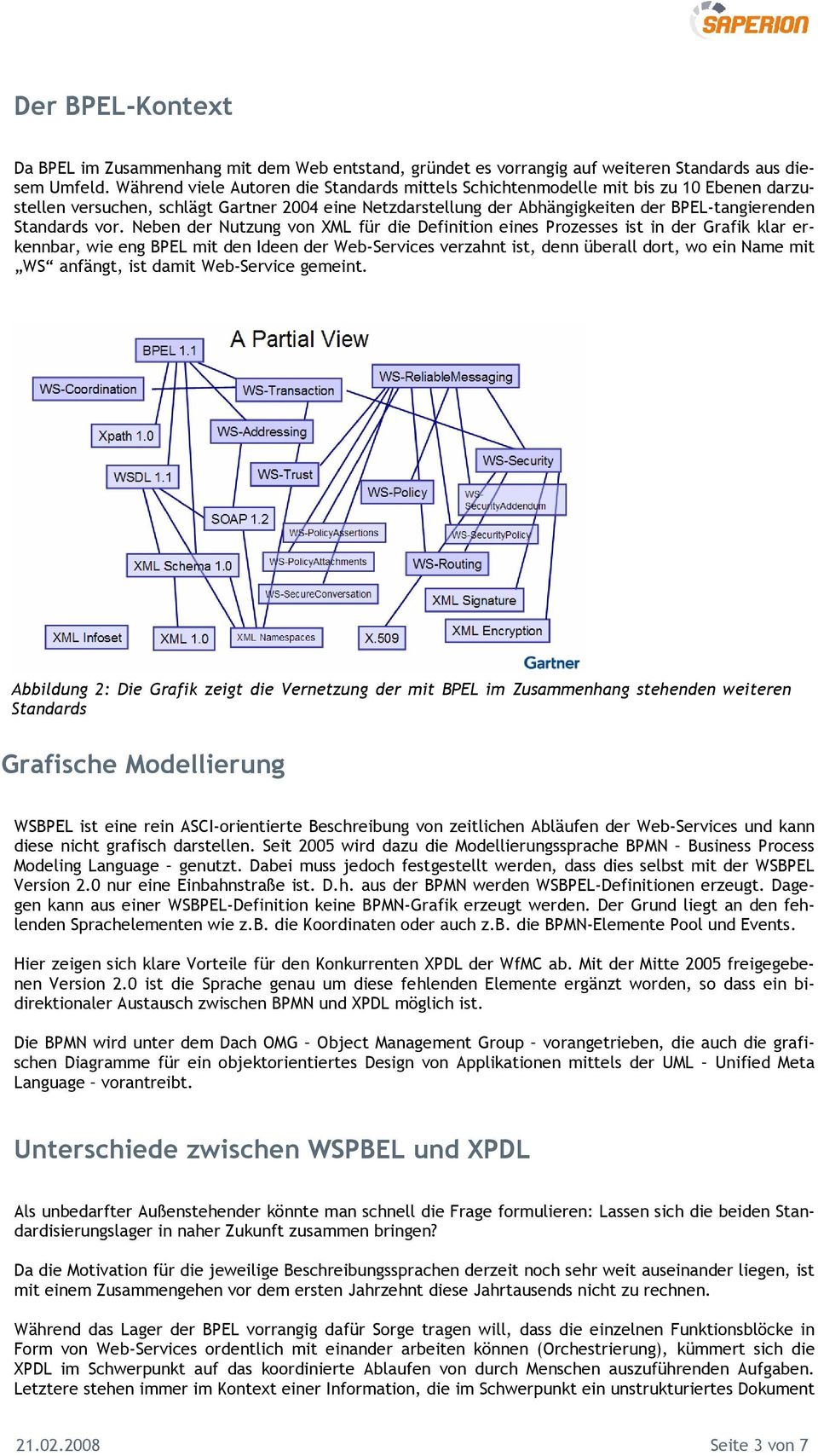 vor. Neben der Nutzung von XML für die Definition eines Prozesses ist in der Grafik klar erkennbar, wie eng BPEL mit den Ideen der Web-Services verzahnt ist, denn überall dort, wo ein Name mit WS