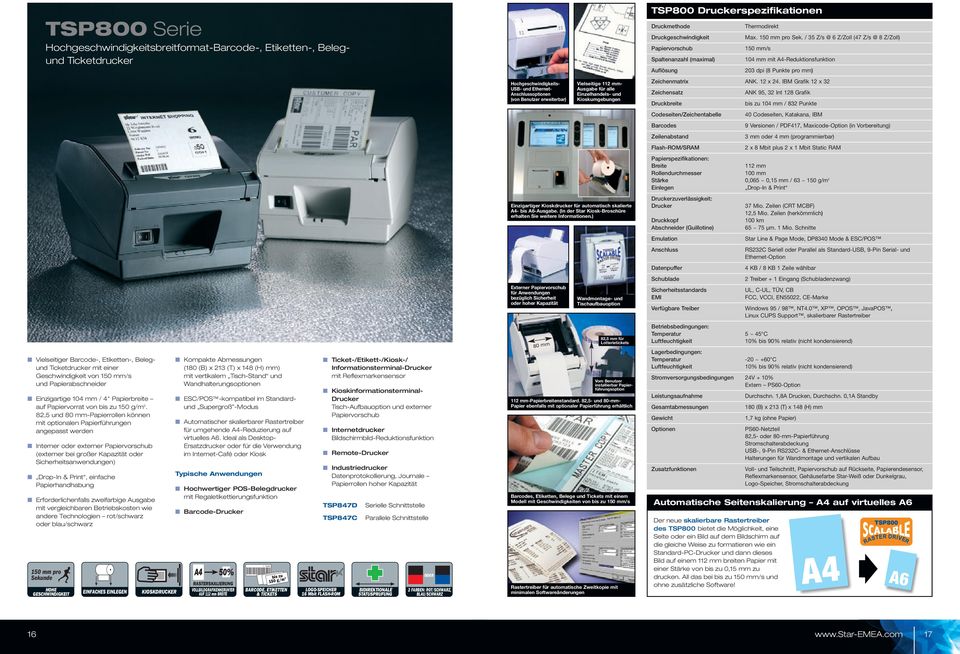 82,5 und 80 mm-papierrollen können mit optionalen Papierführungen angepat werden Interner oder externer Papiervorchub (externer bei großer Kapazität oder Sicherheitanwendungen) Drop-In & Print,