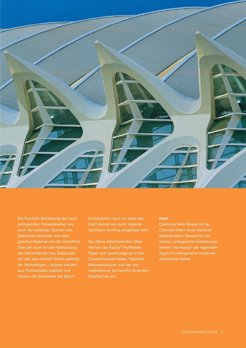 Letztere werden aus Profilschalen gebildet und formen die Geometrie der Betonkonstruktion nach, so dass das Dach formal wie auch materialtechnisch stimmig eingefasst wird.