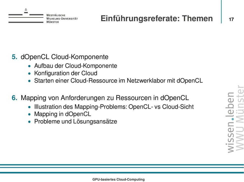Starten einer Cloud-Ressource im Netzwerklabor mit dopencl 6.