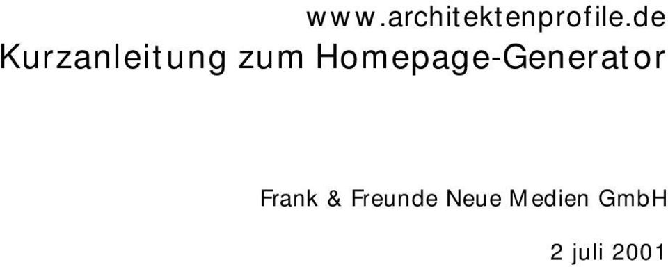Homepage-Generator Frank &