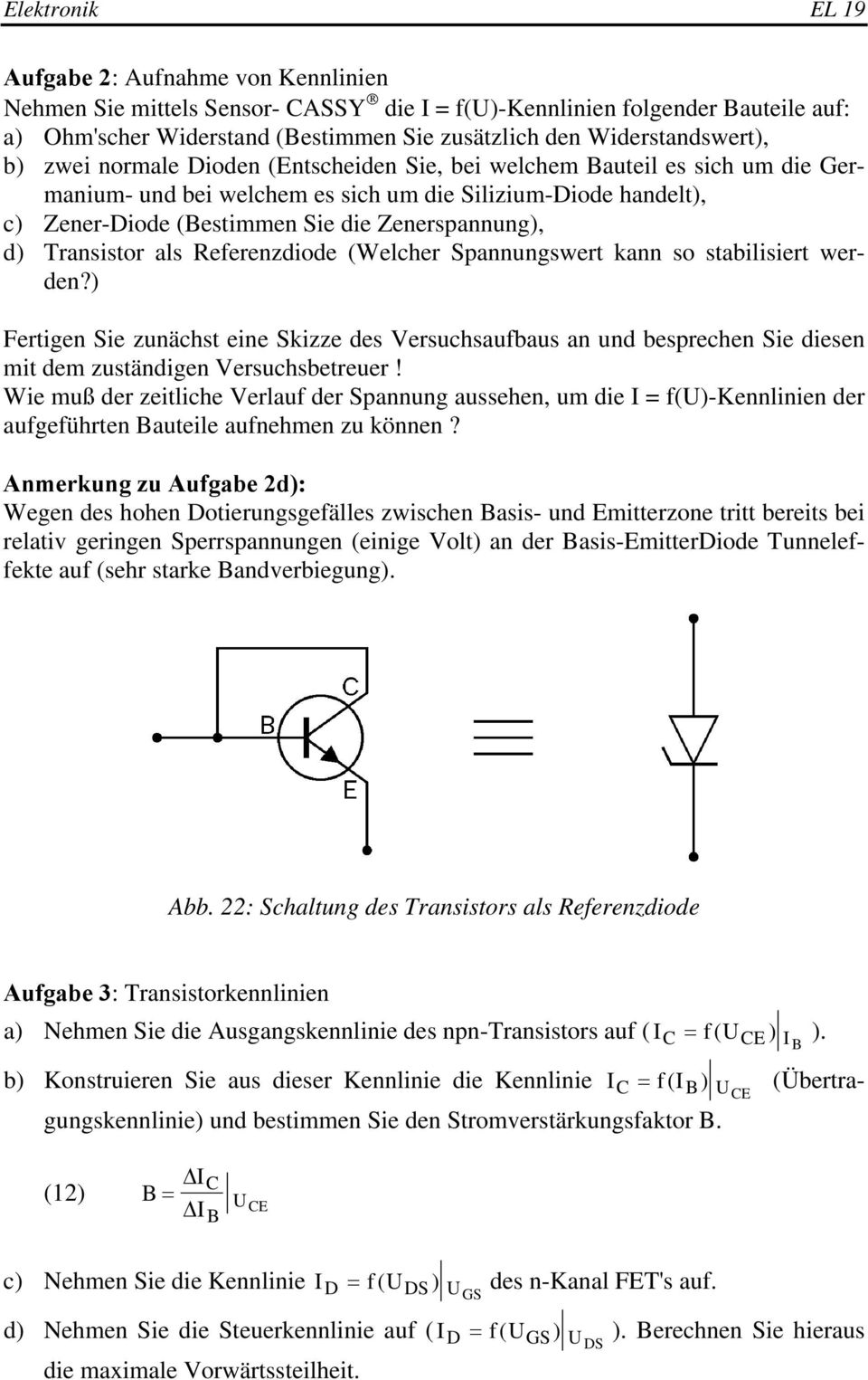 Transistor als Referenzdiode (Welcher Spannungswert kann so stabilisiert werden?