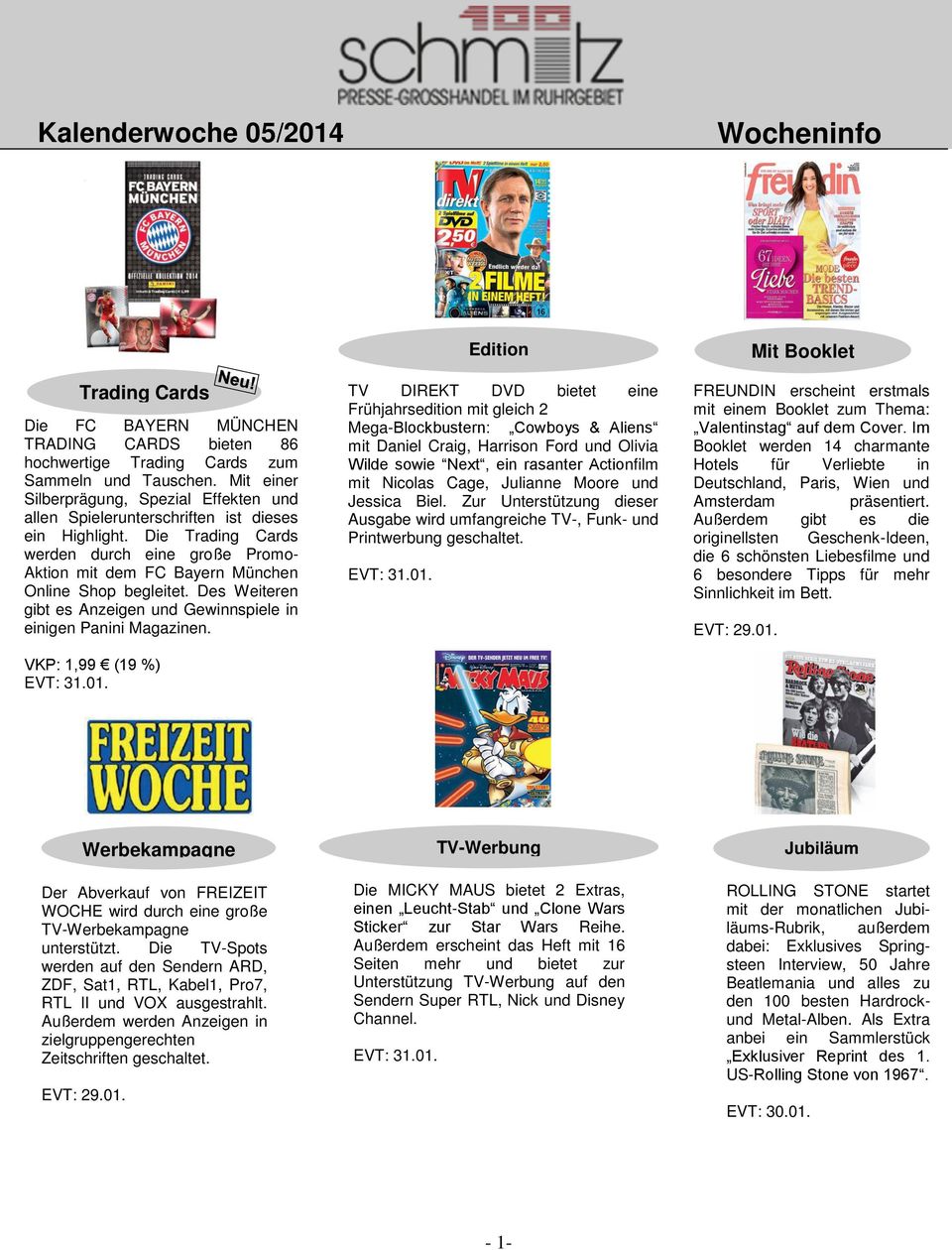 Die Trading Cards werden durch eine große Promo- Aktion mit dem FC Bayern München Online Shop begleitet. Des Weiteren gibt es Anzeigen und Gewinnspiele in einigen Panini Magazinen.