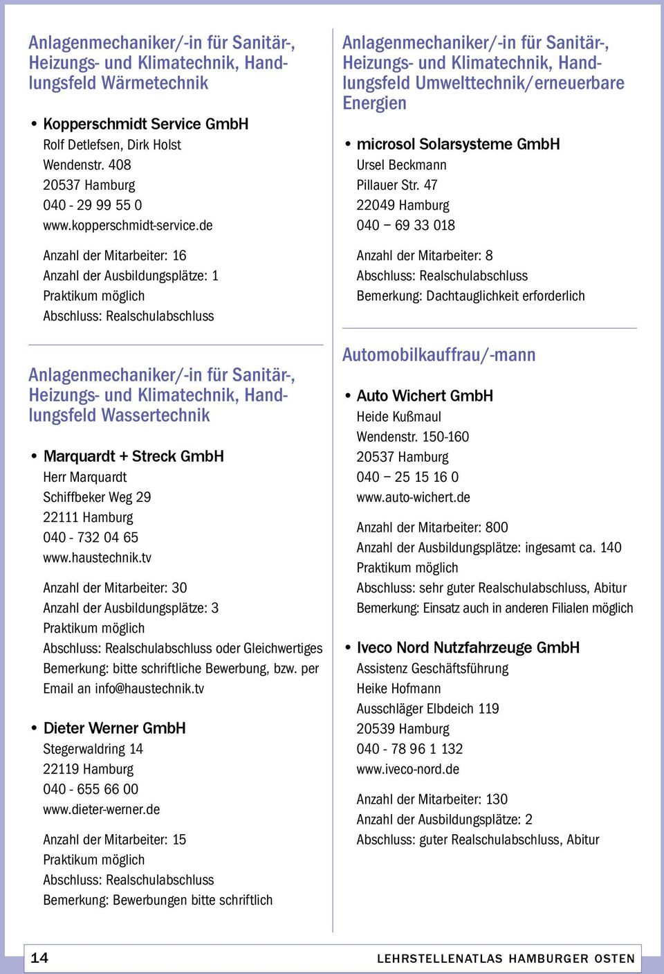 de Anzahl der Mitarbeiter: 16 Anzahl der Ausbildungsplätze: 1 Anlagenmechaniker/-in für Sanitär-, Heizungs- und Klimatechnik, Handlungsfeld Wassertechnik marquardt + streck gmbh Herr Marquardt