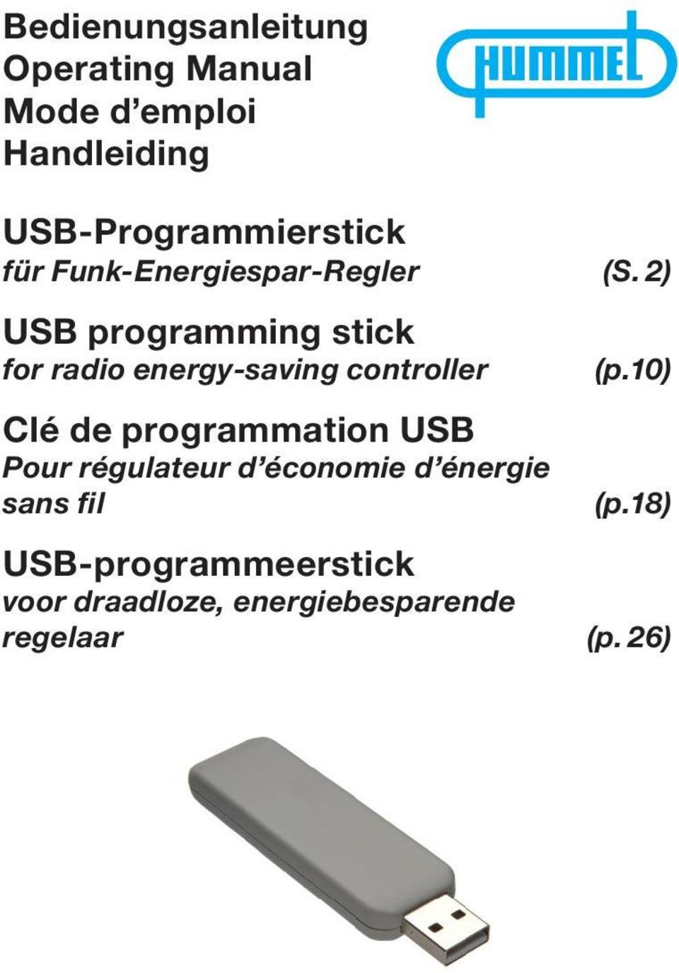 2) USB programming stick for radio energy-saving controller (p.