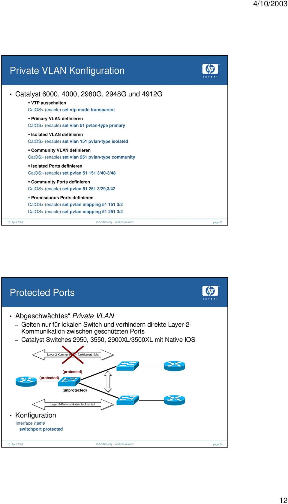 pvlan 51 151 3/40-3/48 Community Ports definieren CatOS> (enable) set pvlan 51 251 3/29,3/42 Promiscuous Ports definieren CatOS> (enable) set pvlan mapping 51 151 3/2 CatOS> (enable) set pvlan