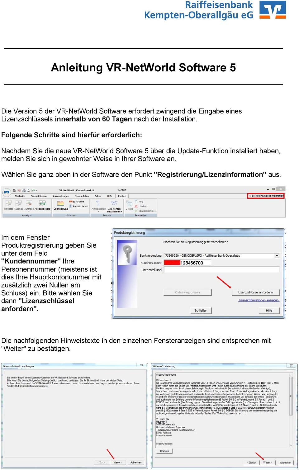 Wählen Sie ganz oben in der Software den Punkt "Registrierung/Lizenzinformation" aus.