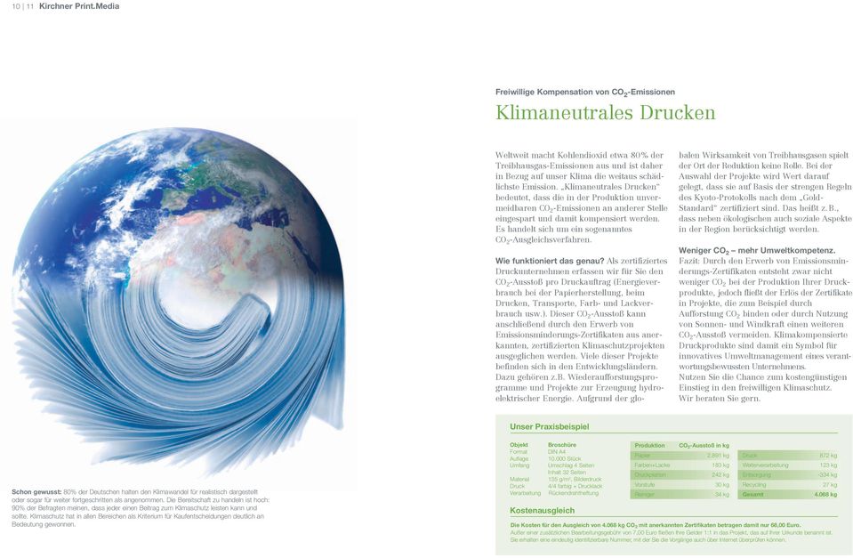 schädlichste Emission. Klimaneutrales Drucken bedeutet, dass die in der Produktion unvermeidbaren CO 2 -Emissionen an anderer Stelle eingespart und damit kom pensiert werden.