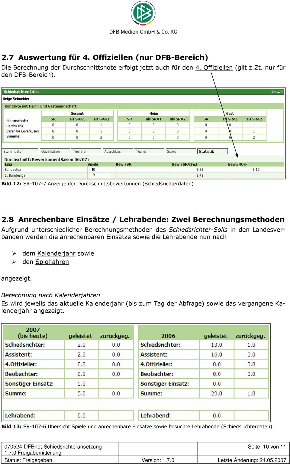 8 Anrechenbare Einsätze / Lehrabende: Zwei Berechnungsmethoden Aufgrund unterschiedlicher Berechnungsmethoden des Schiedsrichter-Solls in den Landesverbänden werden die anrechenbaren Einsätze sowie