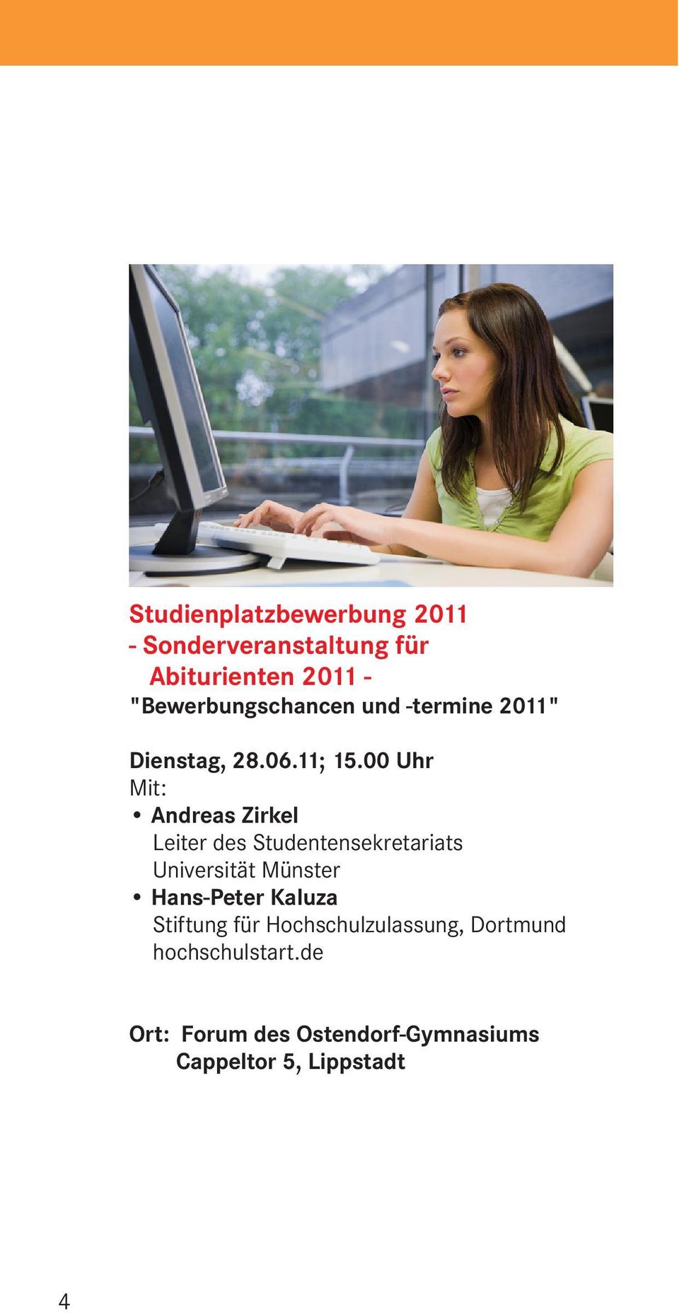 00 Uhr Andreas Zirkel Leiter des Studentensekretariats Universität Münster Hans-Peter