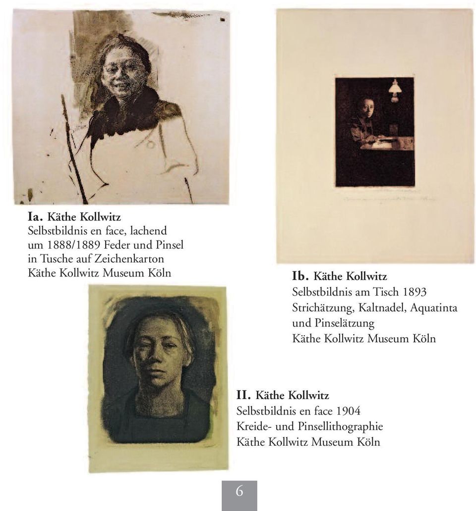 Käthe Kollwitz Selbstbildnis am Tisch 1893 Strichätzung, Kaltnadel, Aquatinta und