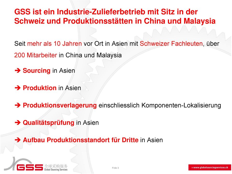 China und Malaysia Sourcing in Asien Produktion in Asien Produktionsverlagerung g einschliesslich