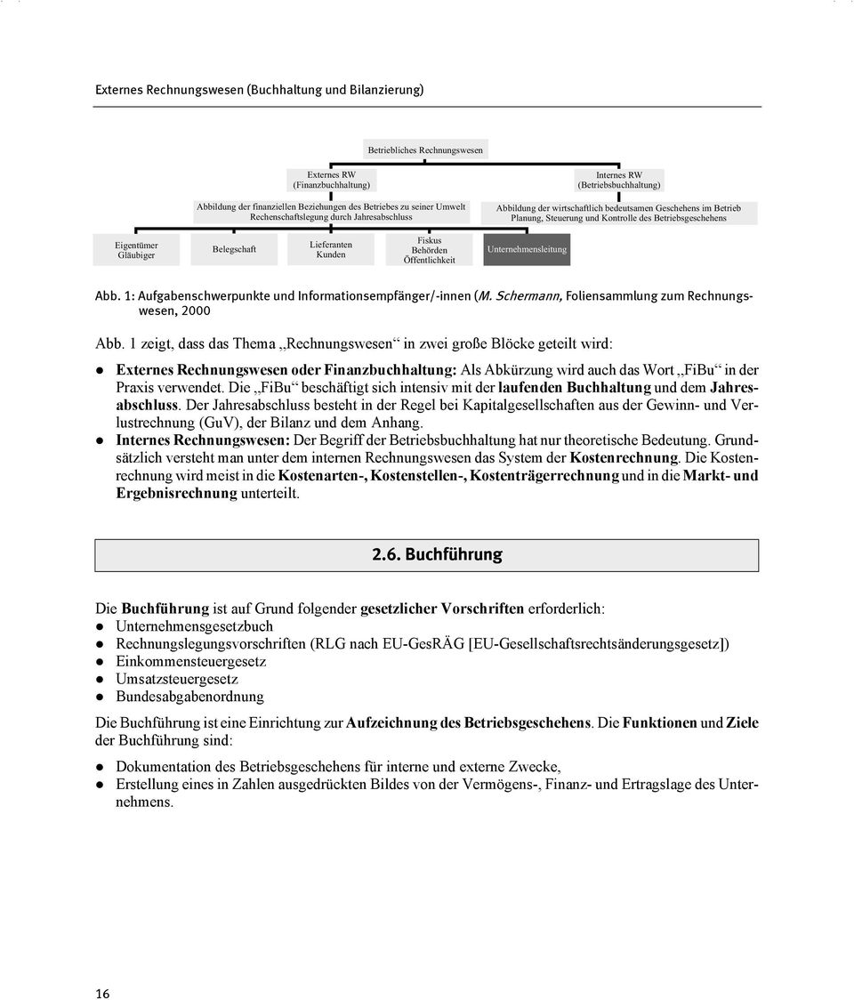 Behörden Öffentlichkeit Unternehmensleitung Abb. 1: Aufgabenschwerpunkte und Informationsempfänger/-innen (M. Schermann, Foliensammlung zum Rechnungswesen, 2000 Abb.