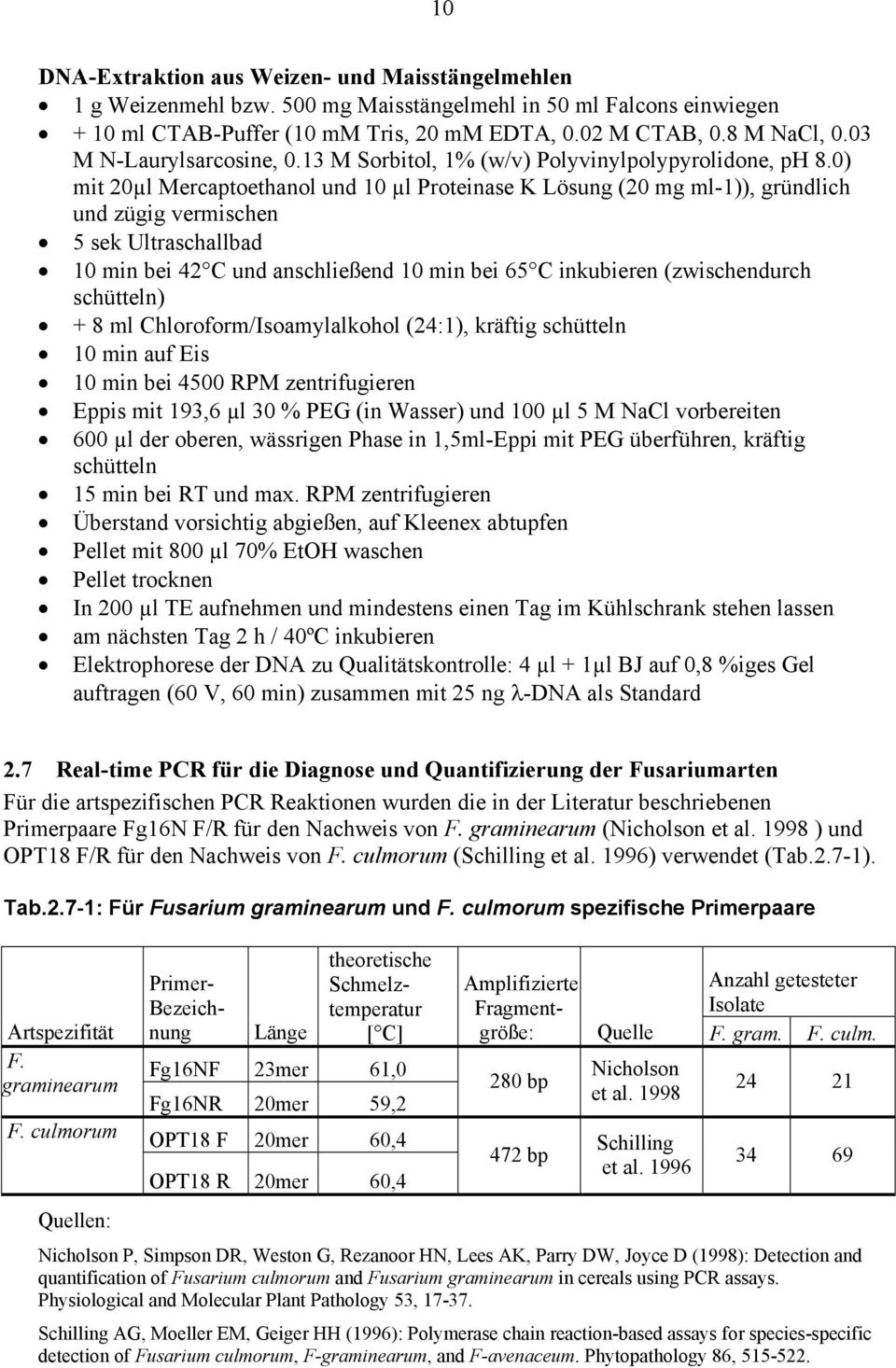 0) mit 20µl Mercaptoethanol und 10 µl Proteinase K Lösung (20 mg ml-1)), gründlich und zügig vermischen 5 sek Ultraschallbad 10 min bei 42 C und anschließend 10 min bei 65 C inkubieren (zwischendurch