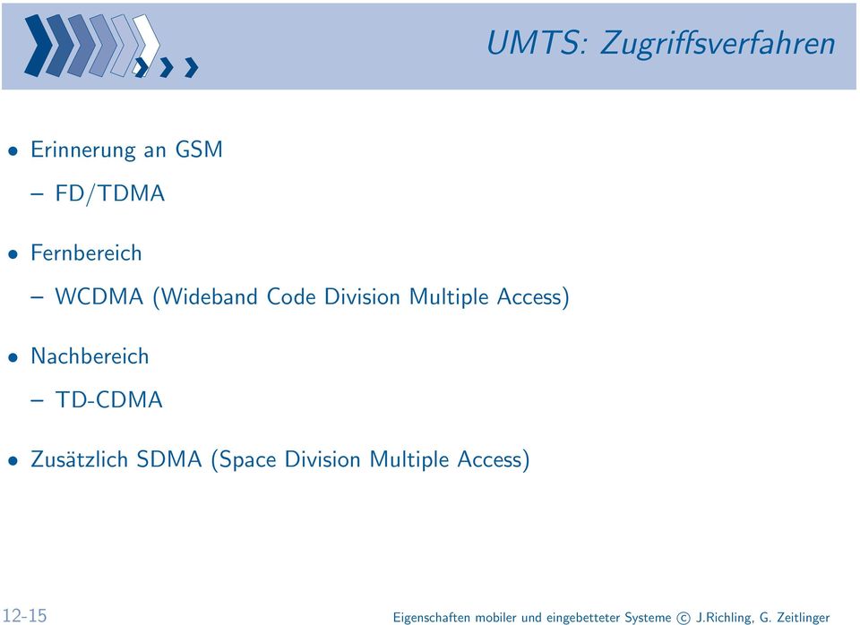 TD-CDMA Zusätzlich SDMA (Space Division Multiple Access) 12-15