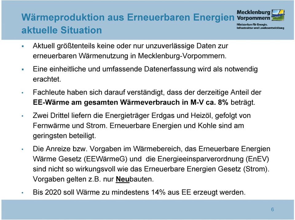 8% beträgt. Zwei Drittel liefern die Energieträger Erdgas und Heizöl, gefolgt von Fernwärme und Strom. Erneuerbare Energien und Kohle sind am geringsten beteiligt. Die Anreize bzw.