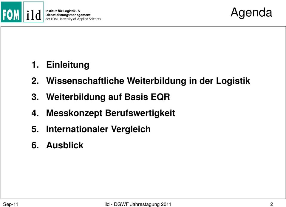 Logistik 3. Weiterbildung auf Basis EQR 4.
