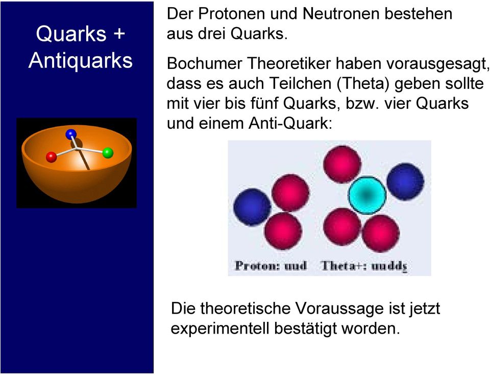 geben sollte mit vier bis fünf Quarks, bzw.