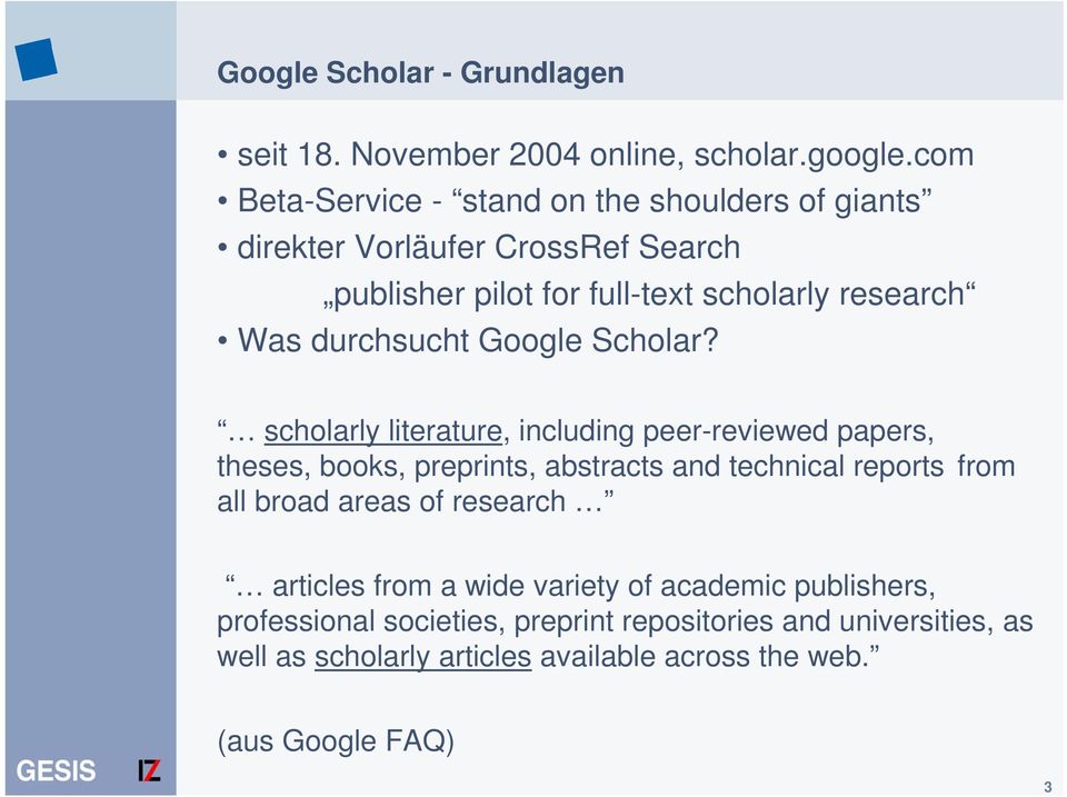 durchsucht Google Scholar?