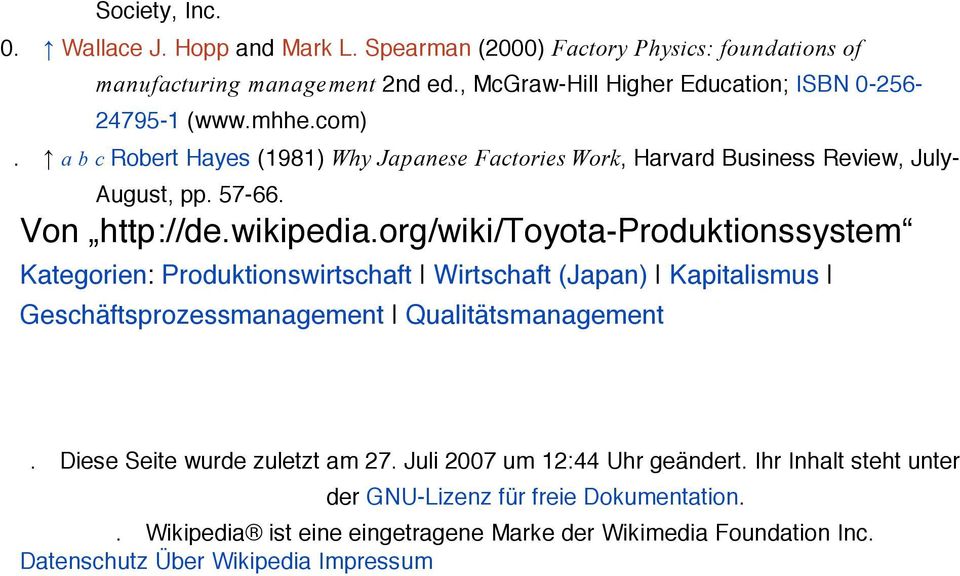 Von http://de.wikipedia.org/wiki/toyota-produktionssystem Kategorien: Produktionswirtschaft Wirtschaft (Japan) Kapitalismus Geschäftsprozessmanagement Qualitätsmanagement.