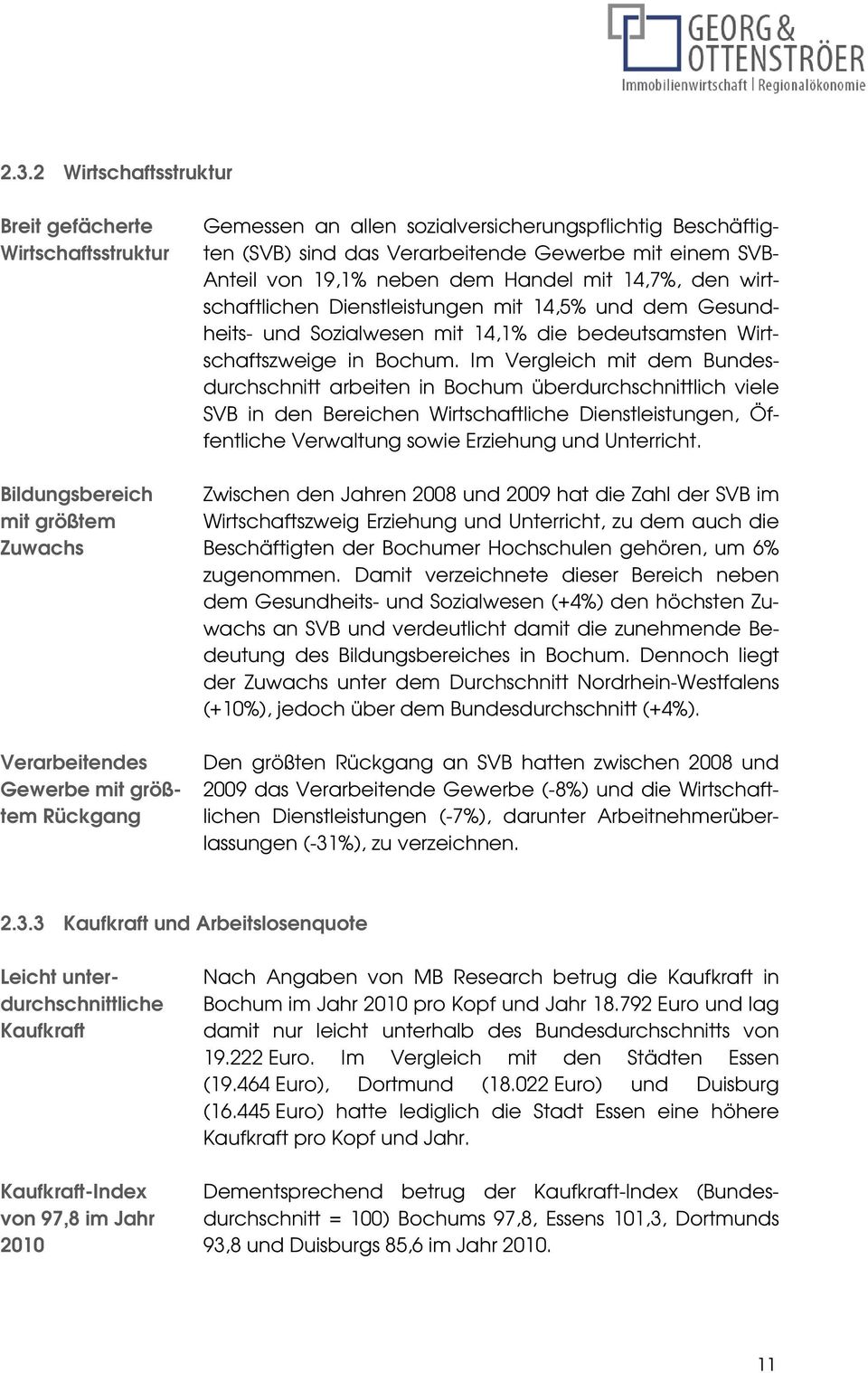 14,1% die bedeutsamsten Wirtschaftszweige in Bochum.